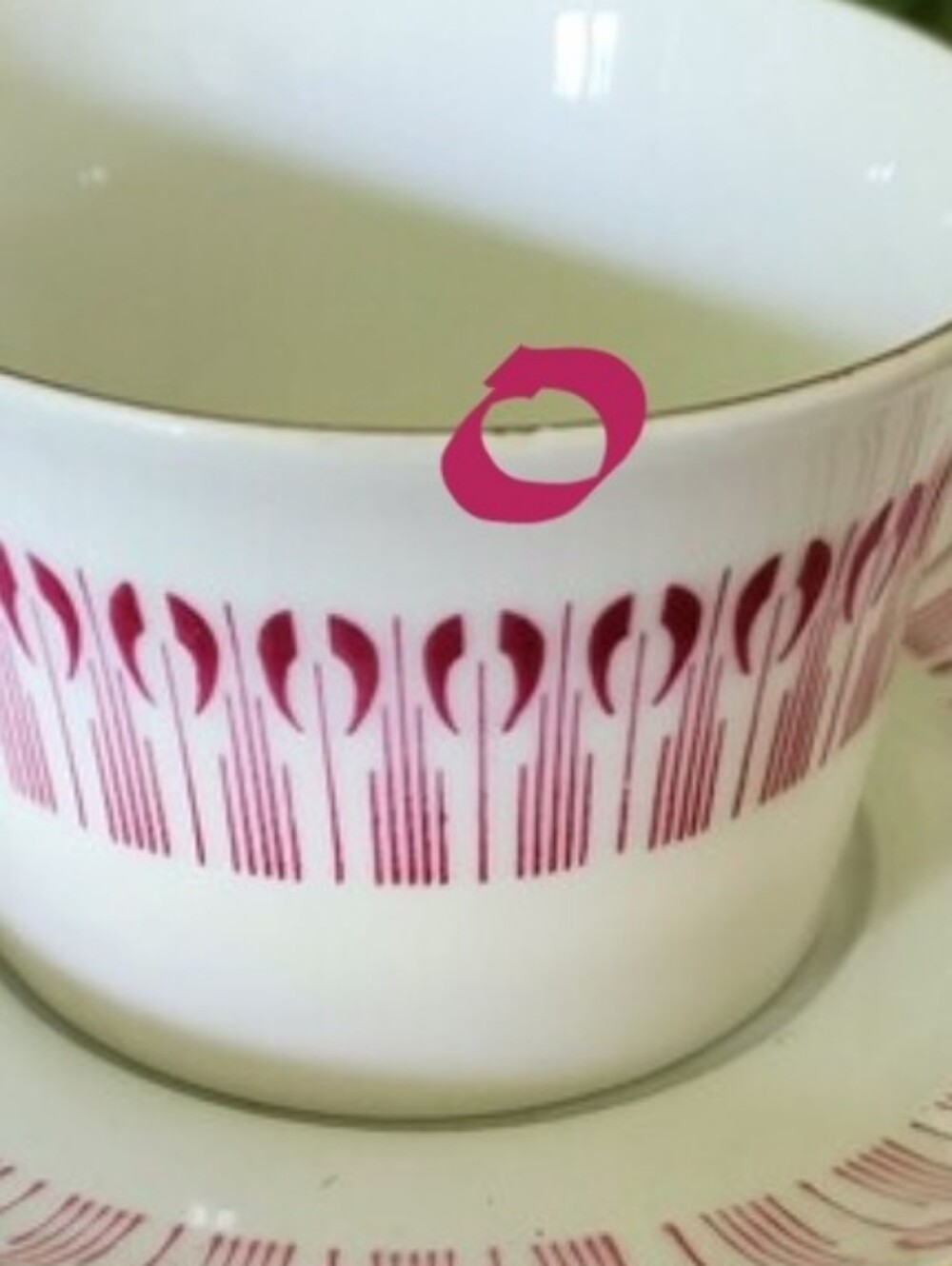 Upsala-Ekeby Karlskrona Pink & Gold Porcelain Teacup Cup MCM Vintage Sweden - Picture 13 of 14